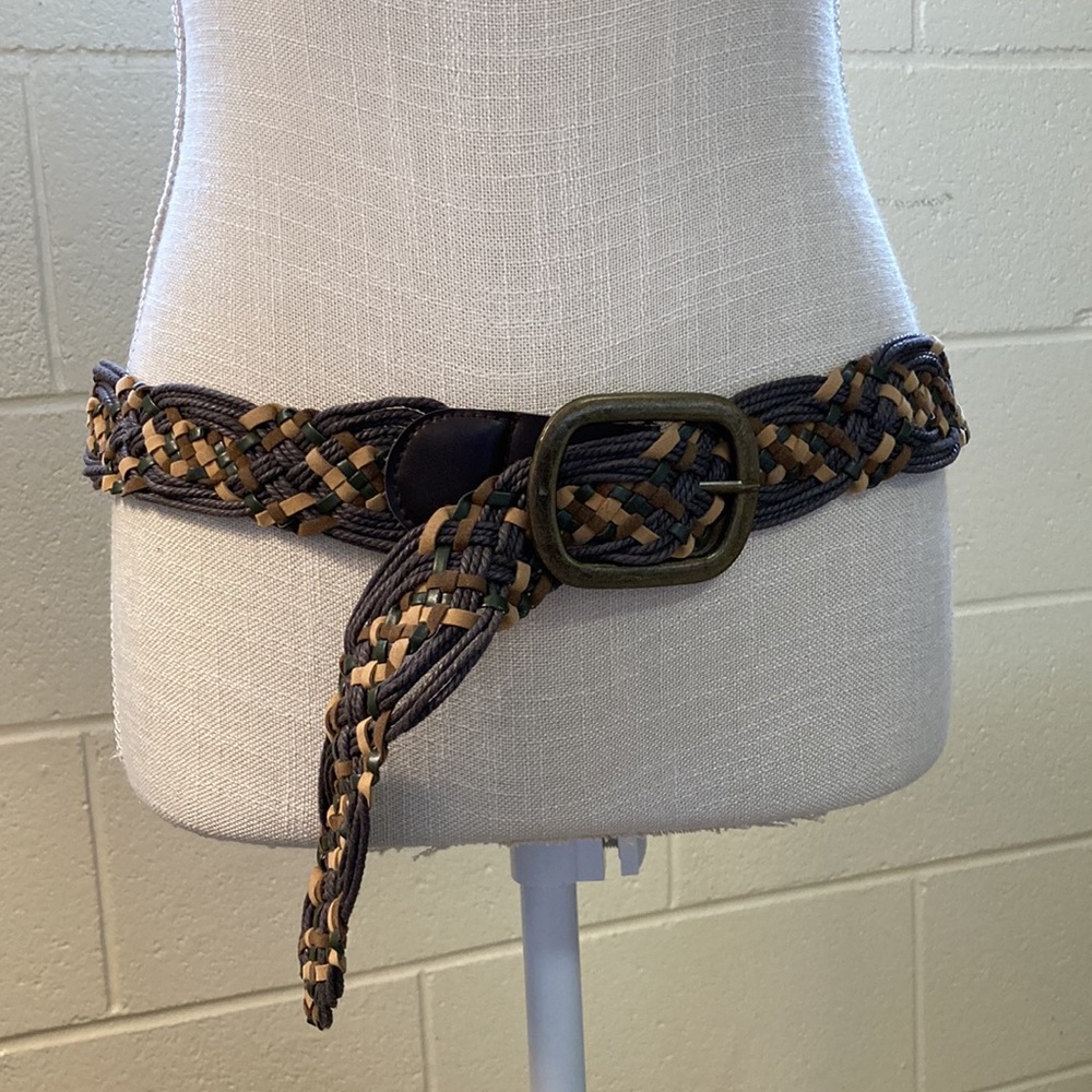 Braided/Woven Cording & Faux Leather Ladies Belt